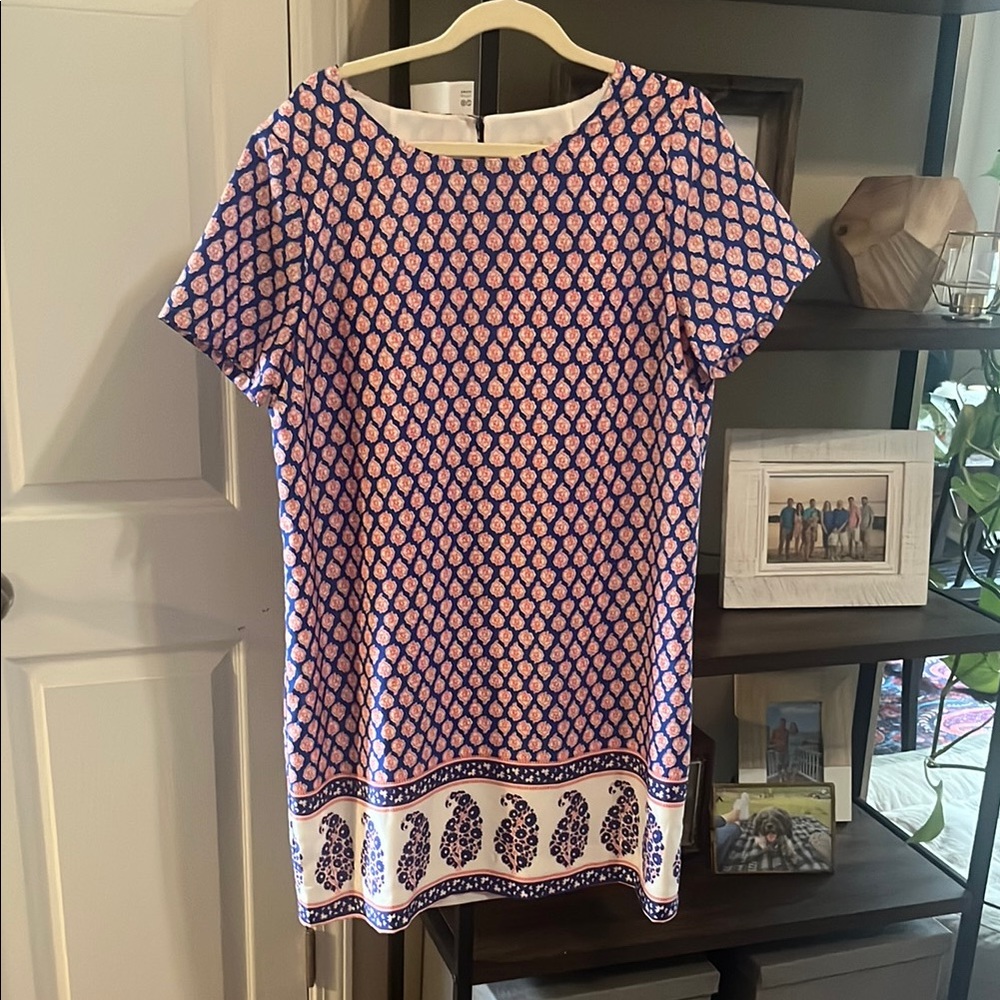 J. CREW Blue and Orange Patterned Women's Dress